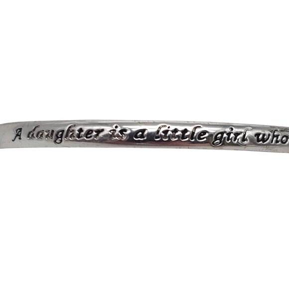 Sterling Silver Cuff Bracelet Engraved  A Daughter Is A Little Girl Who Grows Up - Picture 2 of 4